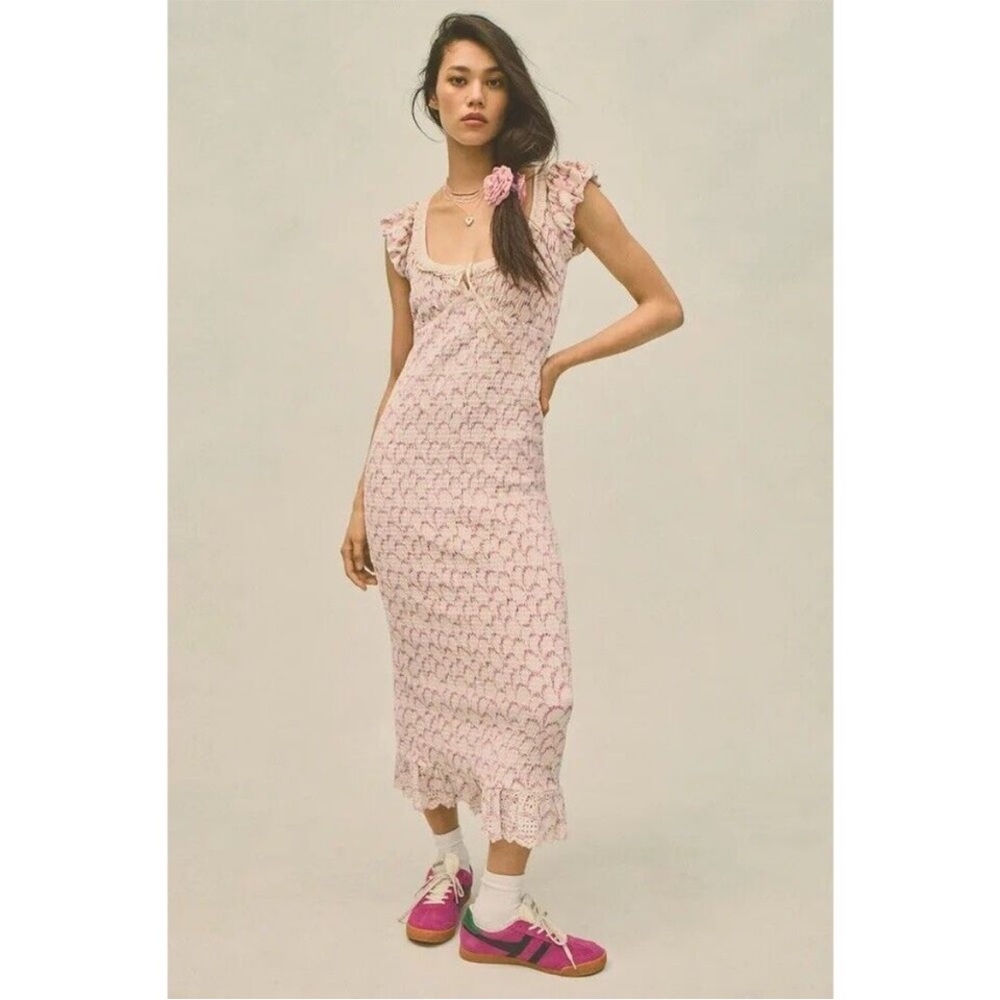 NEW Free People Mckenna Velvet Midi Dress S Smocked